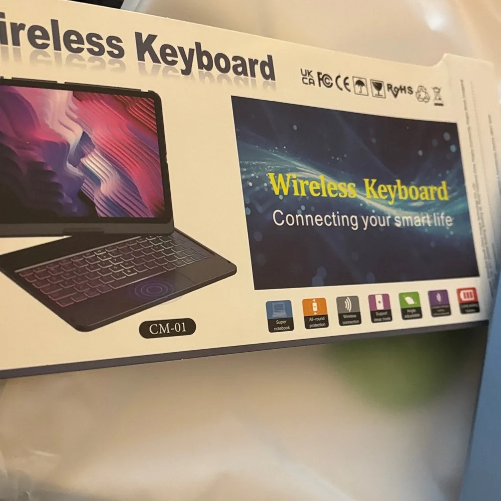 Blue Bluetooth Keyboard Case with White Keys
